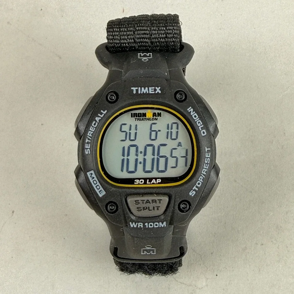 Timex Ironman Triathlon 30-Lap Digital Sport Watch Black Nylon Strap WR100M